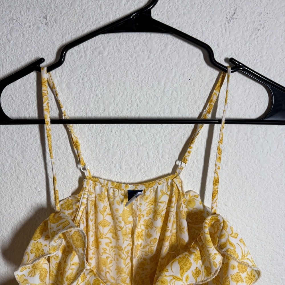 Old Navy Sleeveless Ruffled Midi Dress Womens XL Yellow Spaghetti Strap Floral - Picture 8 of 11